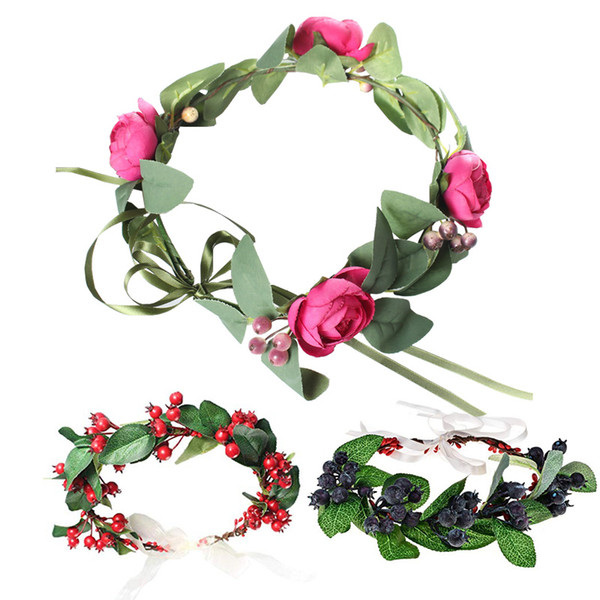 Flower Crown Anti-allergy Adjustable Size headbands for women girl wedding ball party festival maternity picture Garland hair Wreath 5 style