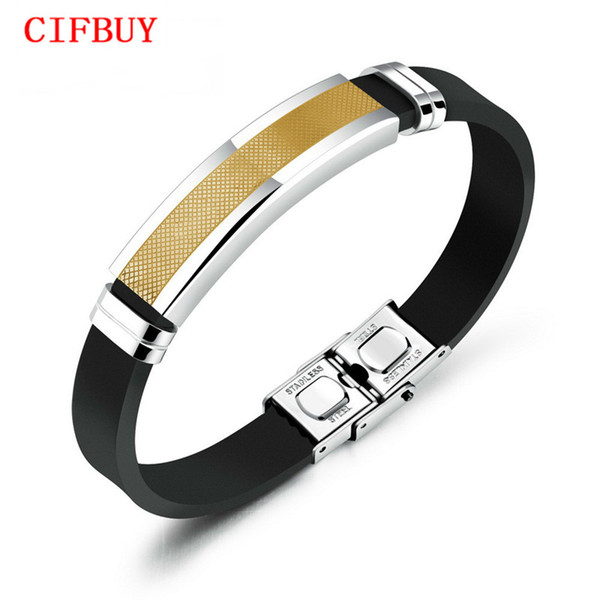 CIFBUY Fashion Silicone Man Bracelets Mesh Design Stainless Steel Length Adjustable Cool Men Male Jewelry Wristband PH1161