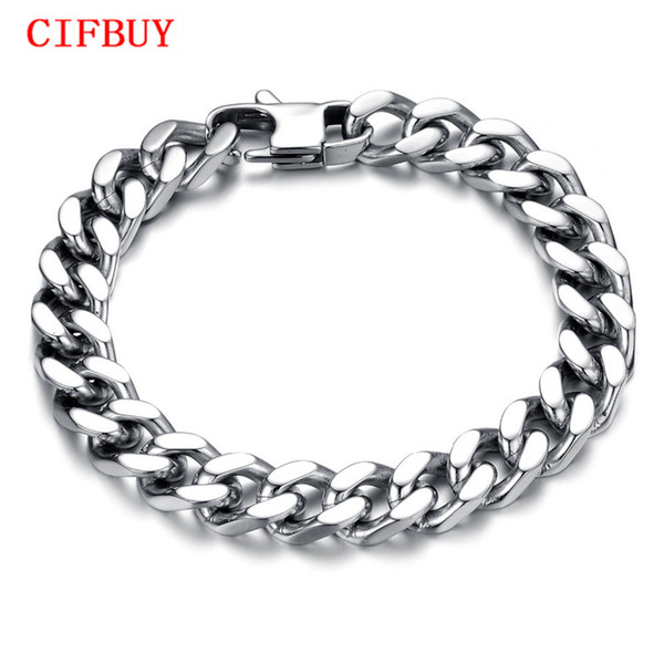 CIFBUY Cool Man Bracelets Fashion 316L Stainless Steel Chunky Link Chain Classical 22.5cm/21.5cm/20.5cm Men Jewelry