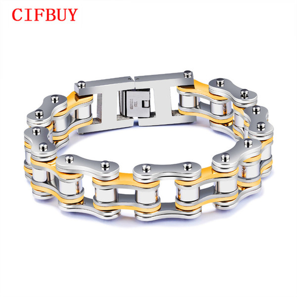 Punk Motorcycle Chain Men 's Bracelets Red Black Gold Color Mixed Color Block Biker Cool Man Stainless Steel Jewelry GS856