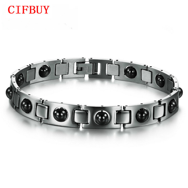 CIFBUY Men's Stainless Steel Magnetic Bracelets High Quality Health Care Balance Bracelets Trendy Style Men Jewelry GS635