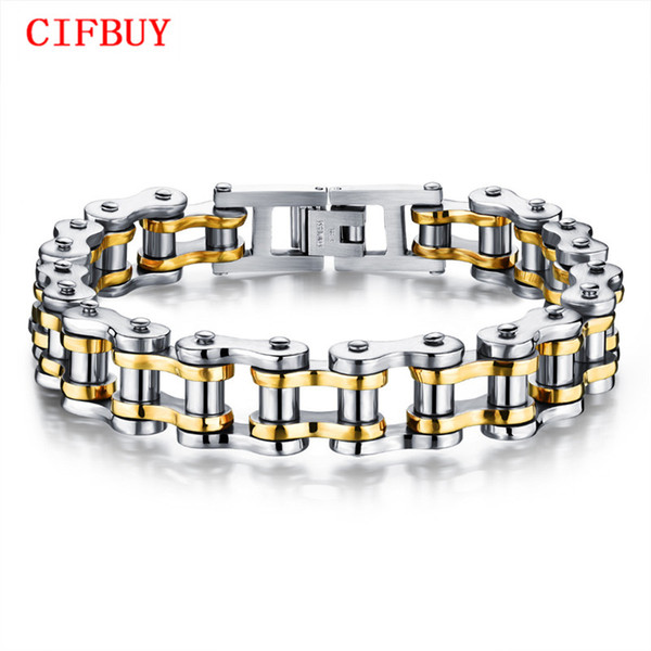 CIFBUY Biker 316L Stainless Steel Mens Bracelet Fashion Sports Jewelry Bike Bicycle Chain Link Bracelet Casual Jewellery GS781