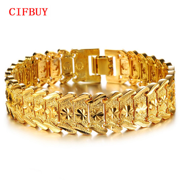 Gold Color Charm Man Bracelets & Bangles Classical 16.5mm Width Chunky Link Chain Personality Men Jewelry DM401