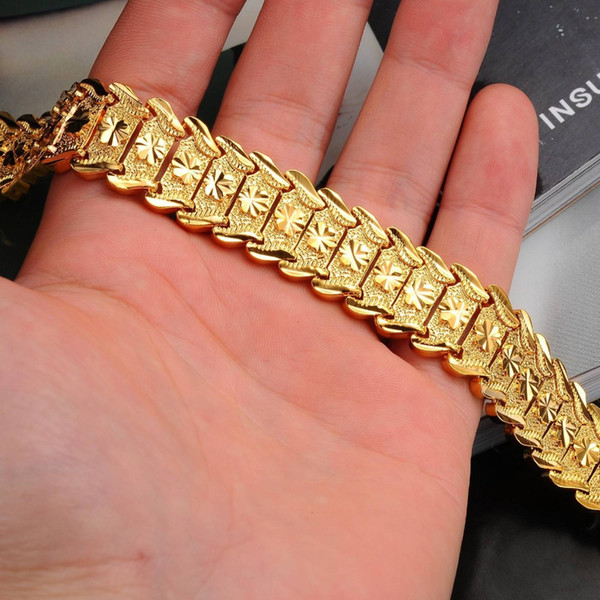 CIFBUY Men's Gold Color Bracelet & Bangles Chunky Gold Color 21cm Link Chain Luxury Classic Men Jewelry, DM398