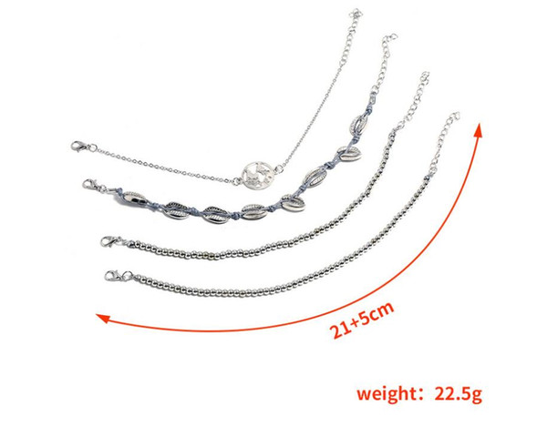 New European and American fashion trend personality simple Bracelet shell chain map big bead chain bracelet Jewelry four sets