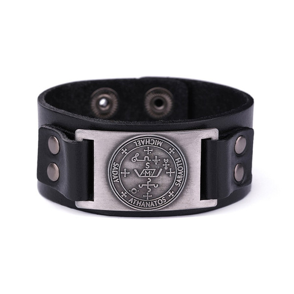 Lemegeton Archangel Michael Raphael Bangles Factory Direct Black And Brown Genuine Leather Luxury Bracelet Love Bracelet For Mens