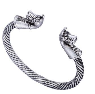 lemegeton Wholesale Retail Ancient Double Horse Pony Head Celtic Knot Cuff Bracelet for Men/Women Jewelry