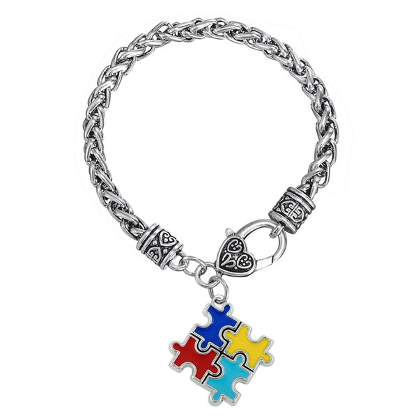 lemegeton Fishhook Wholesale Dropshipping Multi-Colored Enamel Autism Awareness Puzzle Piece Pendant Accessories Women and Girl Jewelry