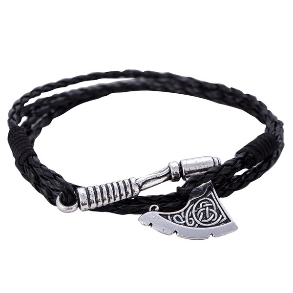 Lemegeton 2018 New Axe God of Peron Viking Pendant Chains Genuine Leather Designer Bracelet Love Bracelet For Mens Gift