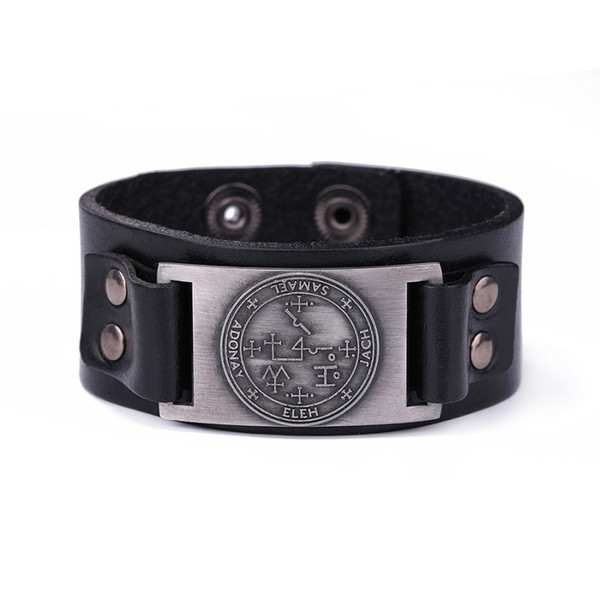 Lemegeton 2018 New Traditional Culture Rune Talisman Religion Solomon Genuine Leather Designer Bracelets Mens Viking Style Bracelet