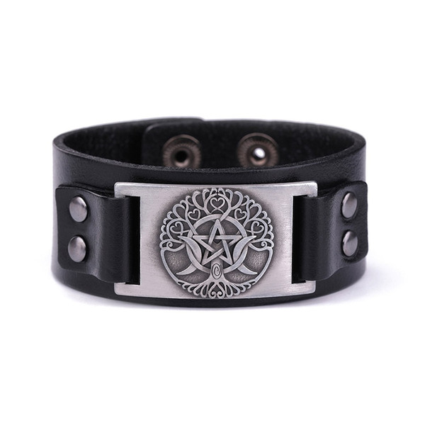 Lemegeton Tree Of Universe Nordic Hexagram Amulet Bracelet Mens Designer Jewelry Black And Brown Genuine Leather Bracelets