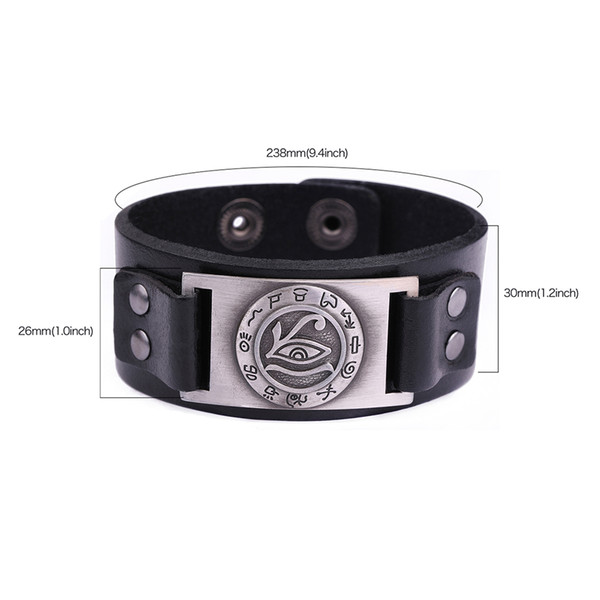 Lemegeton Direct Factory Eye of Ra Horus Udjat Evil Eye Viking Bracelet Men Cuff Designer Jewelry Mens Leather Bangles