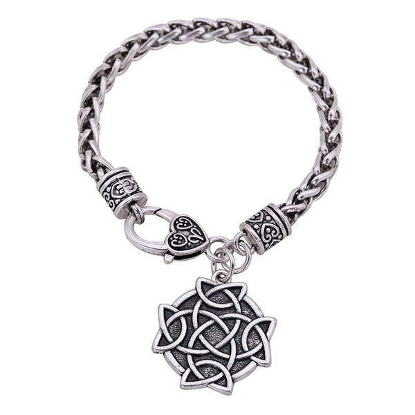 lemegeton Fashion Antique Silver Zinc Alloy Wicca Gordian Irish Knot Pendant Women and Men Bracelet Jewelry