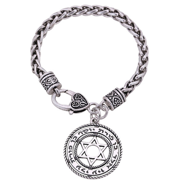 lemegeton Regular Pentagram Shape Star of David Symbol of Faith Pendant Ancient Seal of Solomon Amulet Talisman Wiccan Bracelet for Men