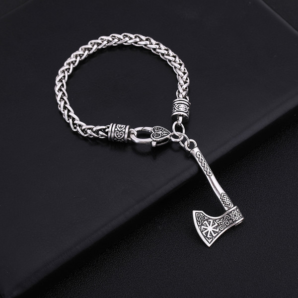 lemegeton Fashion Antique Silver Slavic Kolovrat Sun Wheel Amulet Symbol Luck Irish Knots Axe Charm Bracelet