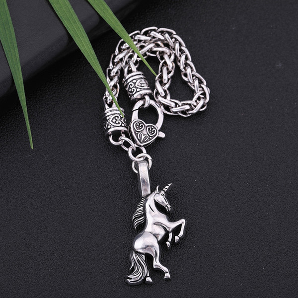 lemegeton Dropshipping Fashionable Wholesale Fashion Jewelry Running Horse Animal Zinc Alloy Antique Silver Pendant DIY Necklace