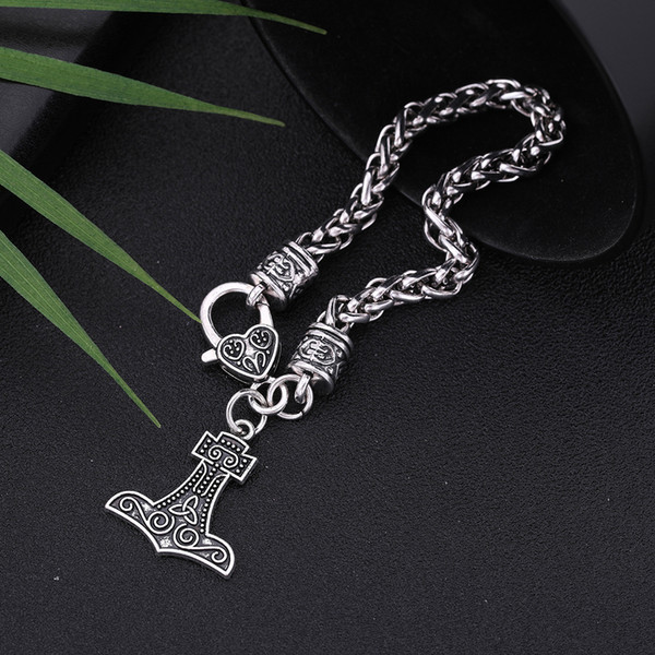 lemegeton New Arrival Supernatural Thor's Hammer Pendant Bracelet Vintage Men Talisman Magic Amulet Viking Gothic Jewelry