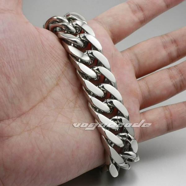 10 Length Huge 316L Stainless Steel Cuban Chain Mens Bracelet 5R001