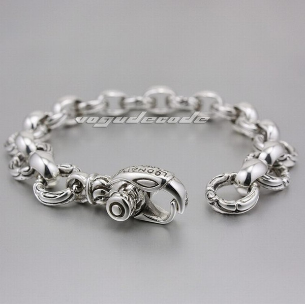 LINSION Gothic Eagle 925 Sterling Silver Mens Biker Rocker Punk Bracelet 8F001