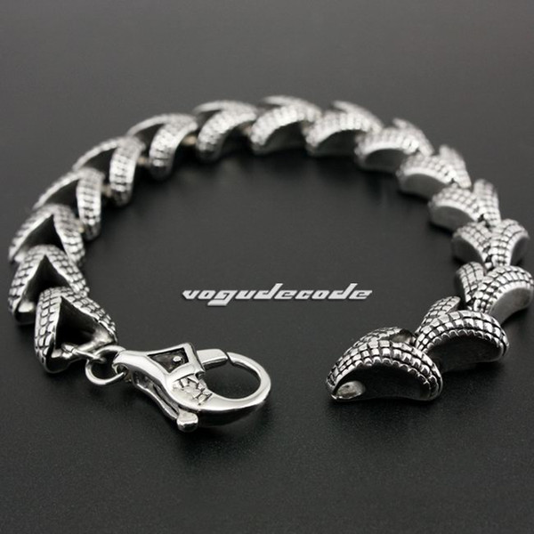 10 Lengths 316L Stainless Steel Mens Biker Rocker Punk Dragon Bracelet 5M006