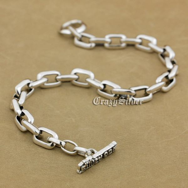 End to End 8 Lengths 925 Sterling Silver Mens Biker Rocker Punk Bracelet 8W010