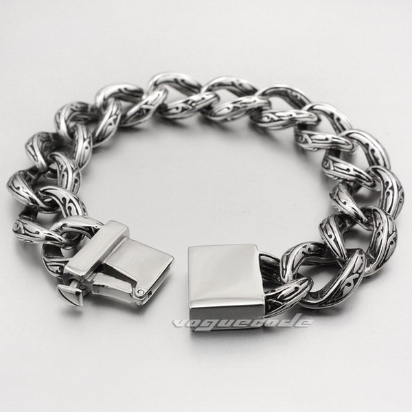 Solid 316L Stainless Steel Various Length Mens Rocker Bracelet 5C017