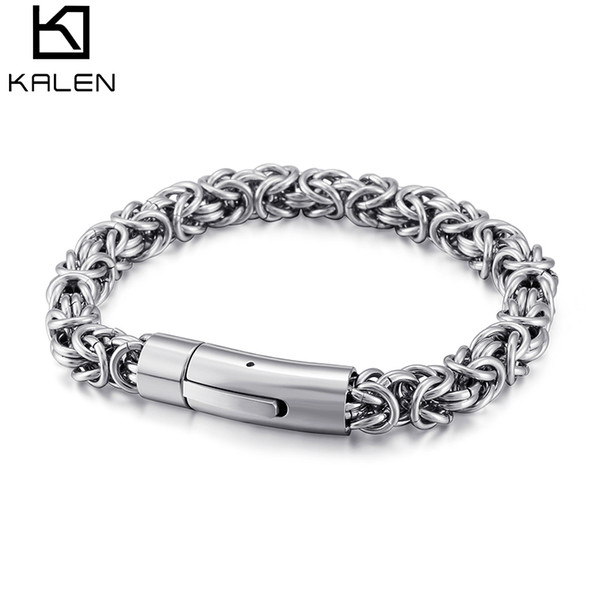 210*7.5mm Jump Ring Bracelets For Men Silver/Grey Stainless Steel Wholesale Jewelry For Boy Male 2018