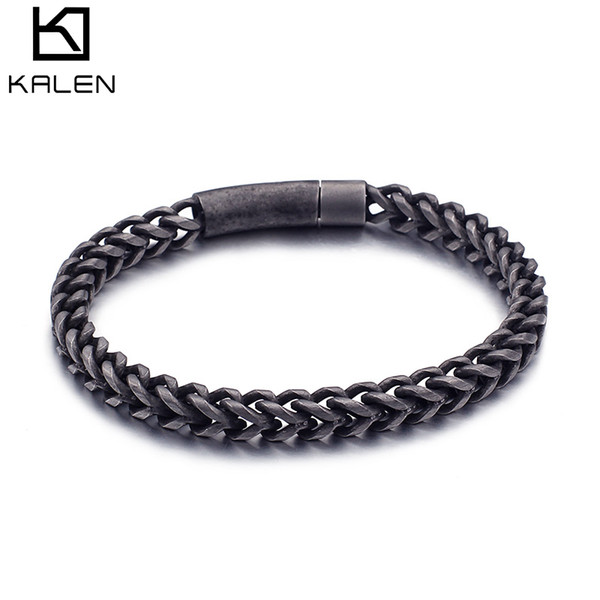 Men's Bracelet 220MM Grey Color Titanium Chain Bracelets Jewelry Male Stainless Steel 304 Whole Sale KALEN