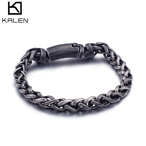 Men's Bracelet 220MM Grey Titanium Chain Stainless Steel Bracelets Male Jewelry Easy Clasps Quality Product KALEN