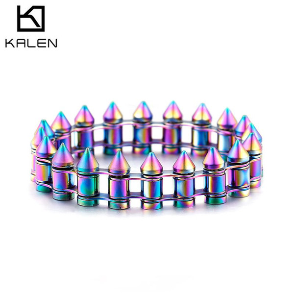 Bullet Bracelet For Men Large 21-23cm Resizable 4 Colors Titanium Punk Bike Stainless Steel Clip Chain Jewelry KALEN