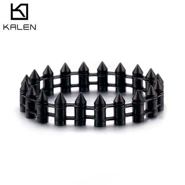 Bullet Bracelet For Men Mini 18.5-20cm Resizable Polished Stainless Steel Titanium Bicycle Chain Bracelets KALEN