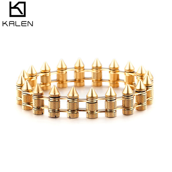 Bullet Bracelet Men Large 21-23cm Resizable 4 Colors Titanium Punk Bike Metal Trendy Bracelets Male Jewelry KALEN