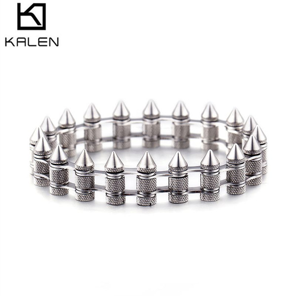 Bullet Bracelet For Men Mini 18.5-20cm Adjustable Matte 4 Colors Stainless Steel Titanium Bicycle Chain KALEN