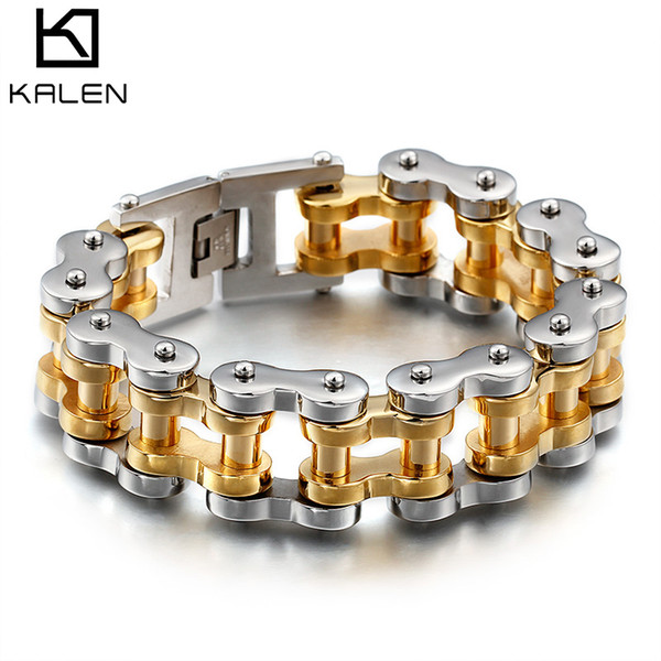 Bicycle Bracelet & Bangle Mens Women 230MM 316L Stainless Steel Jewelry Silver Gold Chain Design Special Gift KALEN