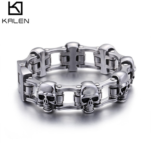 Men Bracelet Bracelets 225 MM Sunshine Bicycle Skull Chain Special Jewelry For Men's Punk Style KALEN