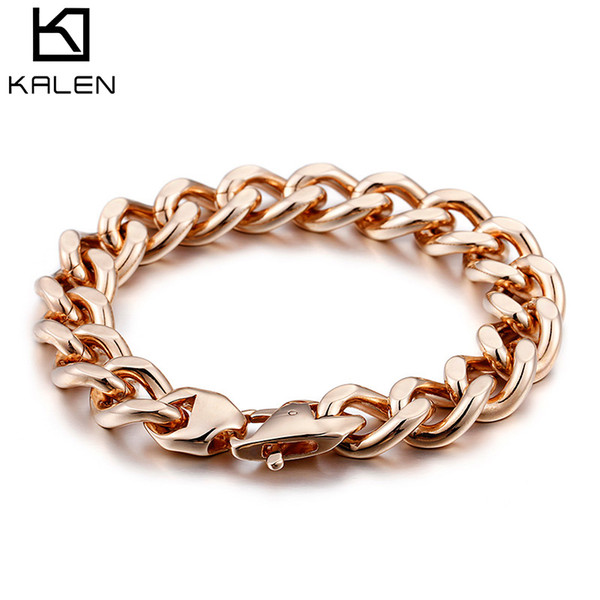 Bracelet Bracelets For Men Wholesale 230MM Rose Gold Stainless Steel 304 Titanium Link Chain Jewelry KALEN