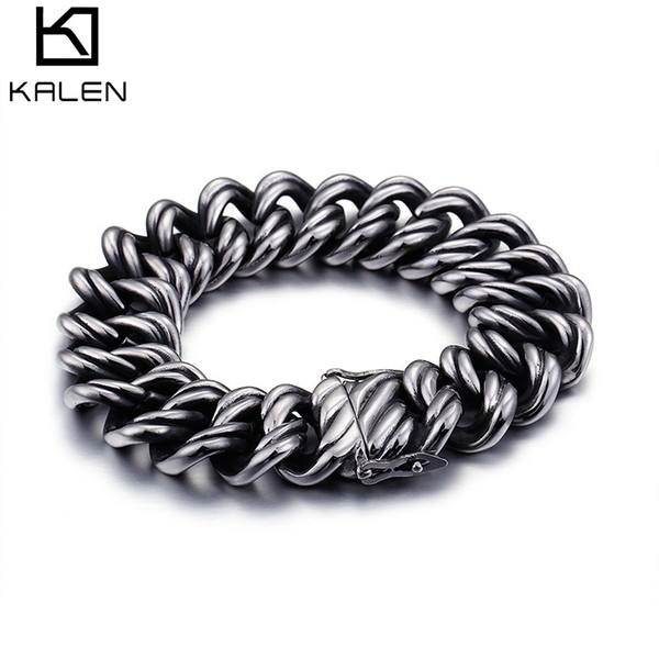 Bracelets For Men 225MM 316 Stainless Steel Heavy Chunky Link Chain High Quality Gothic Hand Chain Bracelets Male Jewelry
