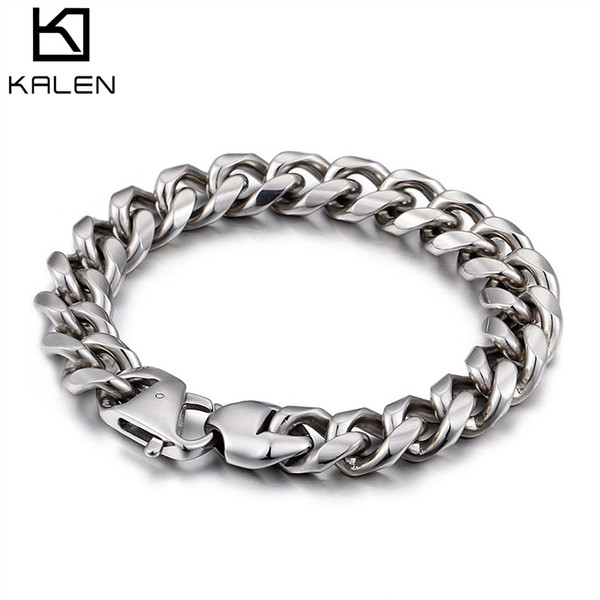 Bracelets For Men 210MM Silver Lobster Buckle 316 Stainless Steel High Quality Chain Bracelets Male Jewelry KALEN