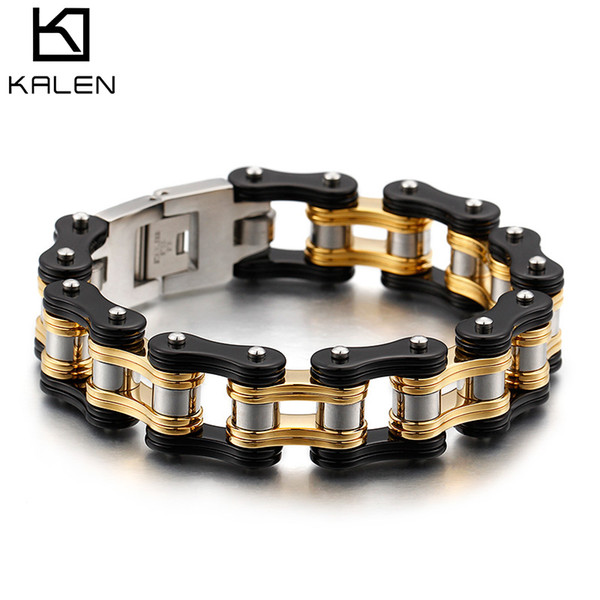 Bracelet Men 220MM Bracelet Biker Bicycle Motorcycle Chain Bracelet Bangle Punk Titanium Steel Bangle Jewelry KALEN