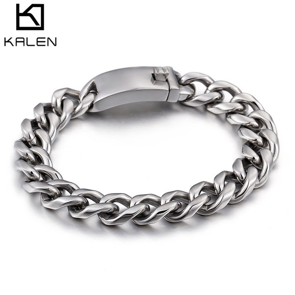 Bracelets For Men 215MM Silver 316 Stainless Steel Link Chain High Quality Gothic Hand Chain Bracelets Male Jewelry KALEN