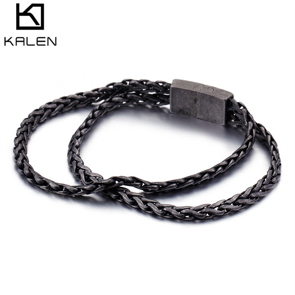 Men Bracelet 215 MM Double Layer Black Color Special Jewelry For Men Father's Day Gift KALEN