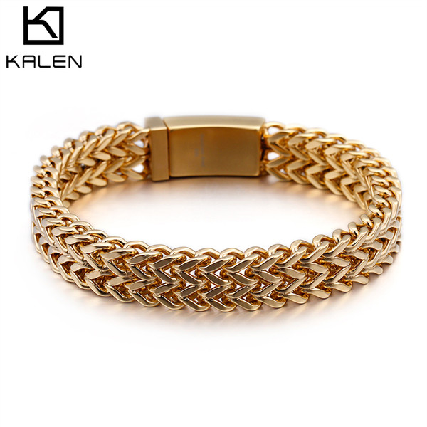 Bracelets For Men Wholesale 2018 Fashion 230MM 316 Stainless Steel Gold/Silver Color Bracelets Charm Male Jewelry