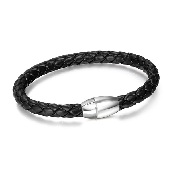 ORSA New Arrival Fashion Braided Leather Male Bracelet Magnetic Hematite Clasps Stainless Steel Men Bracelets OTB31