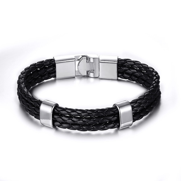 ORSA Jewelry PU Leather with Alloy Buckle Bracelet High Quality for Men Boy Stainless Steel Trendy Bracelet OTB90