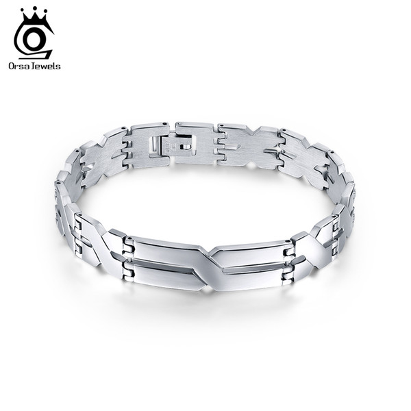 20.3 CM Anti-Rust Stainless Steel Hidden-Safety-Clap Silver Color Men's Bracelet&Cuff Bangle in Wholesale Fashion Jewelry GTB16