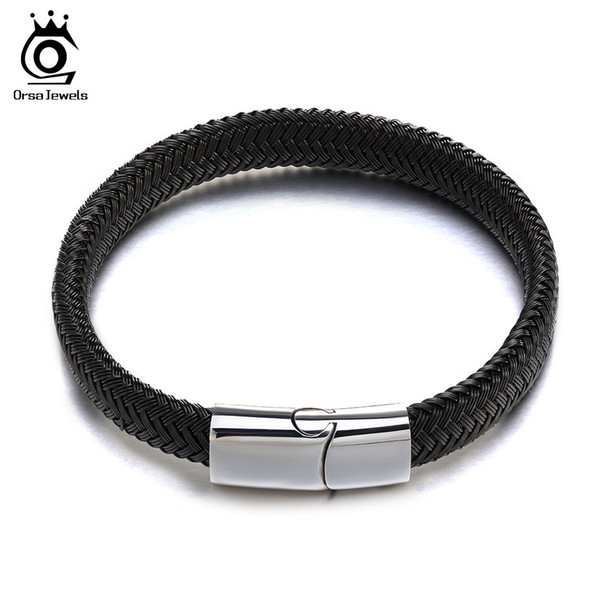 Hot Unisex Charm Finely Woven Rope Bracelet for Men Women Jewelry Stainless Steel Cord Woven Bracelets GTB49