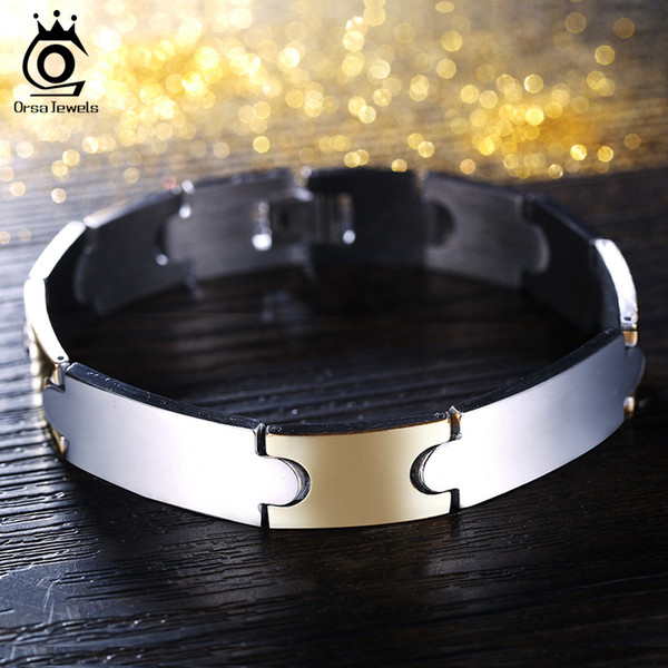 Silver Mix Gold Plated Design Stainless Steel Metal Men's Bracelet&Bangle Fashion Male Jewelry in Wholesale GTB08