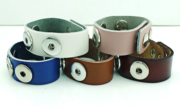 Brand New Cuff Bracelets Fashion Interchangeable 18mm Snap Button Infinity 5 Color Leather Bracelets DIY Jewelry