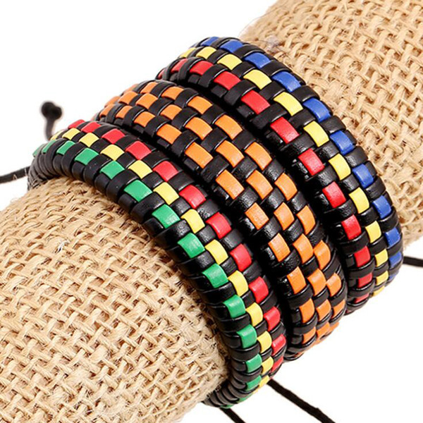 Mix Sales Link Bracelets Fashion Multi Color Infinity Handmade Weave Leather Bracelets For Men Jewelry Wholesale