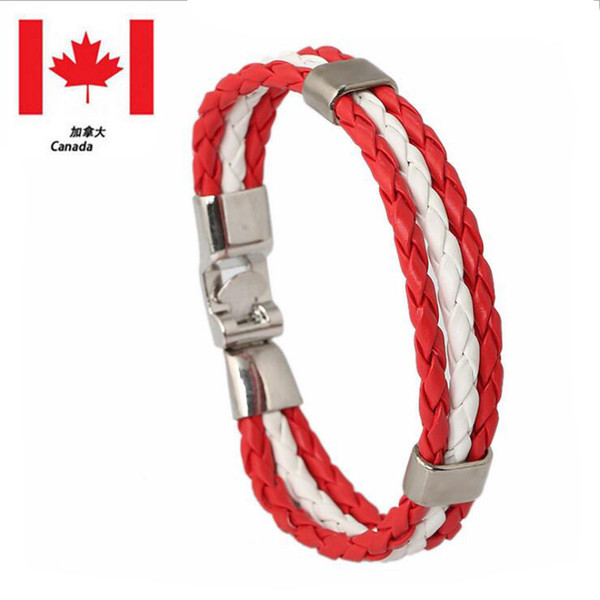 Classic Link Bracelet Metal Clasp Infinity Multilayer National Flags Color PU Leather Bracelets For Men DIY Handmade Jewelry